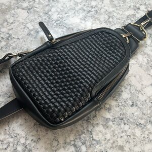 Anthropologie Woven Liberty Sling Bag - Black